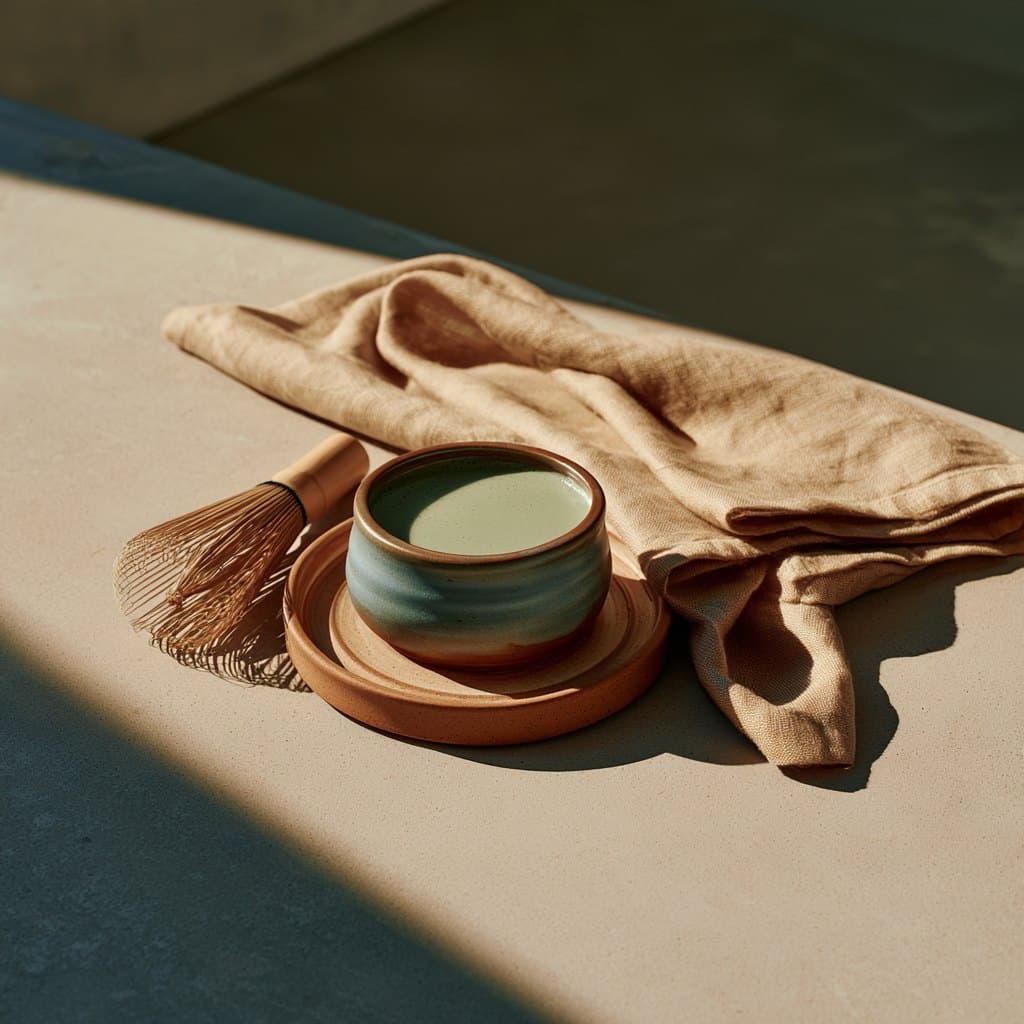 Barra de café: matcha, cerámica y luz