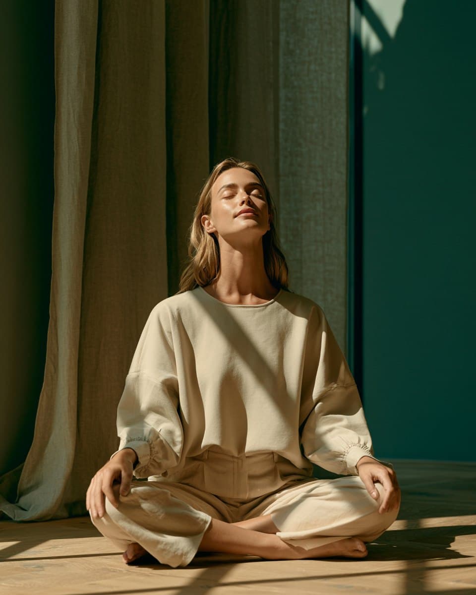 Yoga bajo luz de ventana